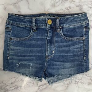 American Eagle Blue Distressed Custom Cutoff Shorts 2